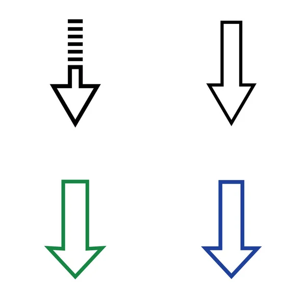 Flèche Partie Vers Bas Ensemble Vectoriel Icône Logo Fond — Image vectorielle