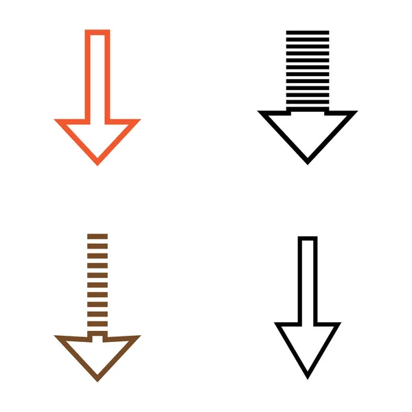 Arrow Parte Para Baixo Conjunto Vetor Ícone Logotipo Fundo —  Vetores de Stock