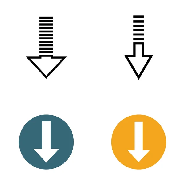 Pijl Onderdeel Naar Beneden Set Vector Pictogram Logo Achtergrond — Stockvector