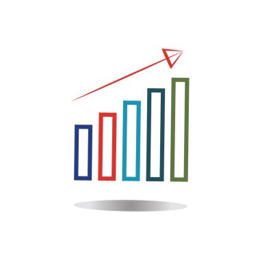 Grafik Simgesi beyaz üzerine izole edilmiş modaya uygun düz stil. Web sitesi tasarım uygulamanız için grafik çubuğu simgesi UI.