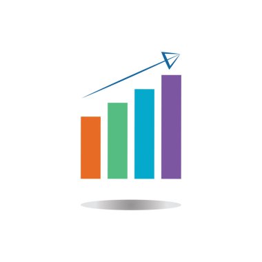 Grafik Simgesi beyaz üzerine izole edilmiş modaya uygun düz stil. Web sitesi tasarım uygulamanız için grafik çubuğu simgesi UI.