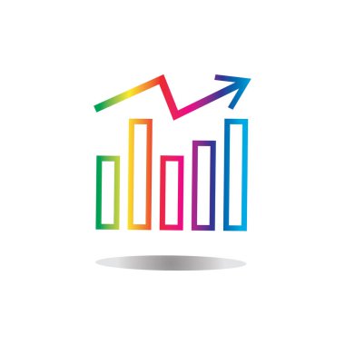 Grafik Simgesi beyaz üzerine izole edilmiş modaya uygun düz stil. Web sitesi tasarım uygulamanız için grafik çubuğu simgesi UI.