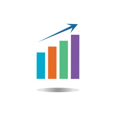 Grafik Simgesi beyaz üzerine izole edilmiş modaya uygun düz stil. Web sitesi tasarım uygulamanız için grafik çubuğu simgesi UI.