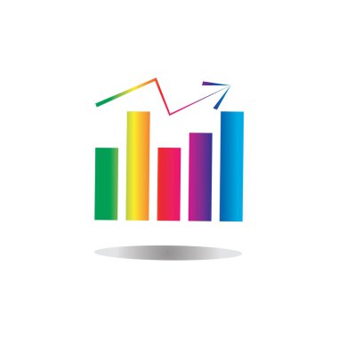 Grafik Simgesi beyaz üzerine izole edilmiş modaya uygun düz stil. Web sitesi tasarım uygulamanız için grafik çubuğu simgesi UI.