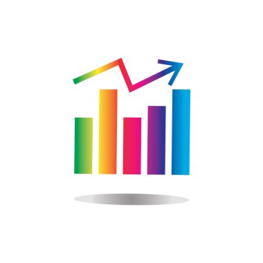 Grafik Simgesi beyaz üzerine izole edilmiş modaya uygun düz stil. Web sitesi tasarım uygulamanız için grafik çubuğu simgesi UI.