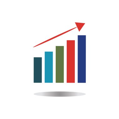 Grafik Simgesi beyaz üzerine izole edilmiş modaya uygun düz stil. Web sitesi tasarım uygulamanız için grafik çubuğu simgesi UI.