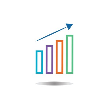 Grafik Simgesi beyaz üzerine izole edilmiş modaya uygun düz stil. Web sitesi tasarım uygulamanız için grafik çubuğu simgesi UI.
