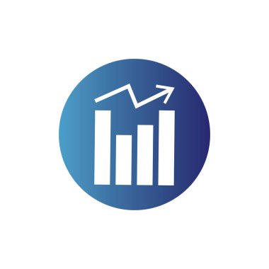 Grafik Simgesi beyaz üzerine izole edilmiş modaya uygun düz stil. Web sitesi tasarım uygulamanız için grafik çubuğu simgesi UI.