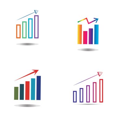 Grafik Simgesi beyaz üzerine izole edilmiş modaya uygun düz stil. Web sitesi tasarım uygulamanız için grafik çubuğu simgesi UI.