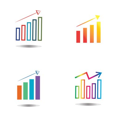 Grafik Simgesi beyaz üzerine izole edilmiş modaya uygun düz stil. Web sitesi tasarım uygulamanız için grafik çubuğu simgesi UI.