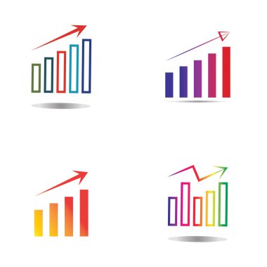 Grafik Simgesi beyaz üzerine izole edilmiş modaya uygun düz stil. Web sitesi tasarım uygulamanız için grafik çubuğu simgesi UI.