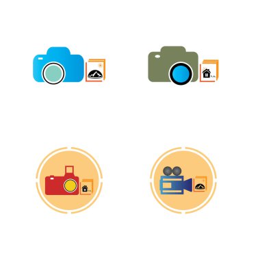 Fotoğraf simgesi vektör arka planına sahip CAMERA