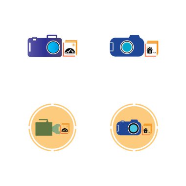 Fotoğraf simgesi vektör arka planına sahip CAMERA