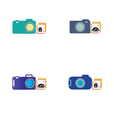 Fotoğraf simgesi vektör arka planına sahip CAMERA