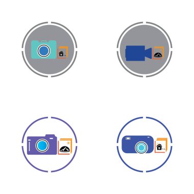 Fotoğraf simgesi vektör arka planına sahip CAMERA