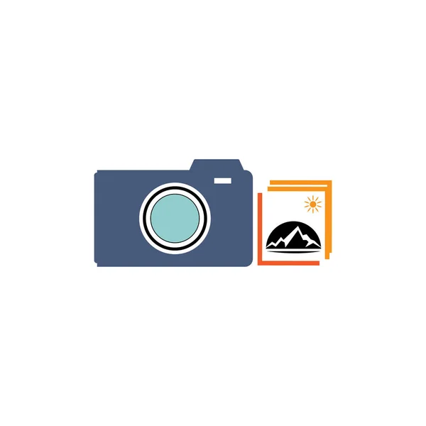 Camera Met Foto Pictogram Vector Achtergrond — Stockvector