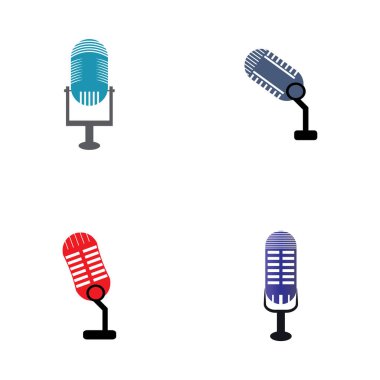  Mikrofon sembol tasarımı ikon vektör arkaplanı