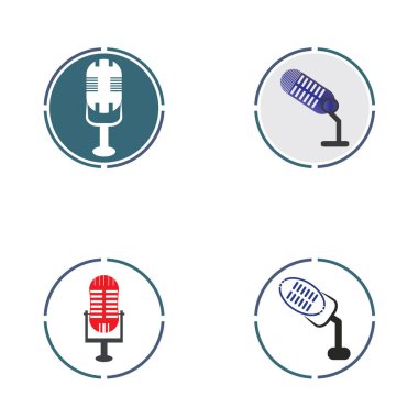  Mikrofon sembol tasarımı ikon vektör arkaplanı