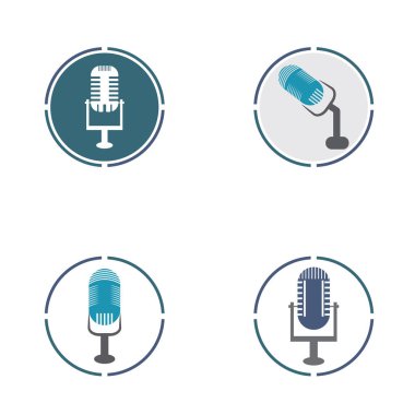  Mikrofon sembol tasarımı ikon vektör arkaplanı