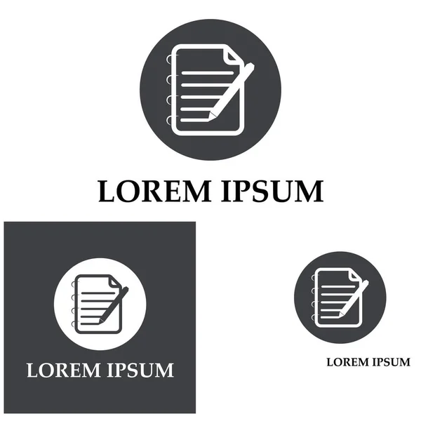 Запись Документа Пользовательский Интерфейс Контур Иконки Логотип Векторная Иллюстрация — стоковый вектор