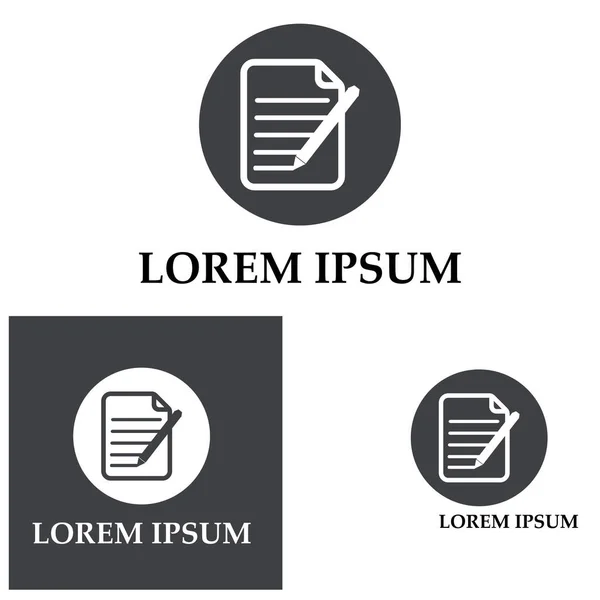 Запись Документа Пользовательский Интерфейс Контур Иконки Логотип Векторная Иллюстрация — стоковый вектор