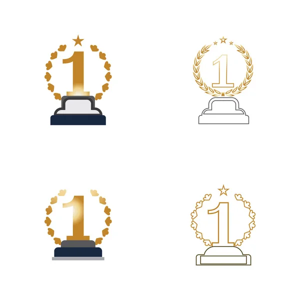 First Place Trophy Cup Vector Icon Illustration — Stock Vector