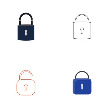 Düz kilit ikon vektör arkaplanı