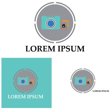 Fotoğraf simgesi vektör arka planına sahip CAMERA