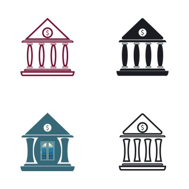 İş ve finans ikonu banka vektör çizimi 