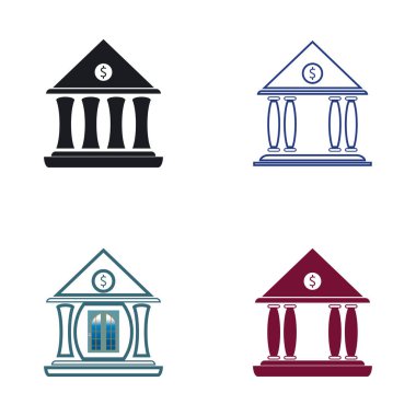 İş ve finans ikonu banka vektör çizimi 
