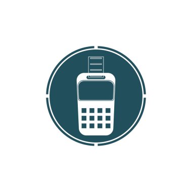 Kredi kartı makinesi. Para için ATM. Ödeme terminali illüstrasyonu