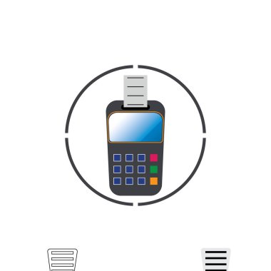 Kredi kartı makinesi. Para için ATM. Ödeme terminali illüstrasyonu