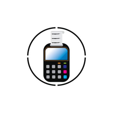 Kredi kartı makinesi. Para için ATM. Ödeme terminali illüstrasyonu