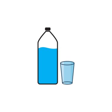 Plastik şişe ve cam vektör simgesi