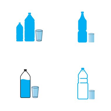 Plastik şişe ve cam vektör simgesi