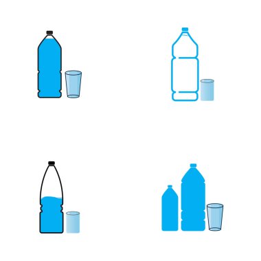 Plastik şişe ve cam vektör simgesi