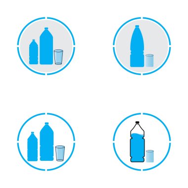 Plastik şişe ve cam vektör simgesi