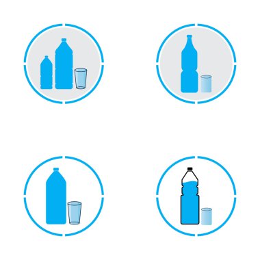 Plastik şişe ve cam vektör simgesi