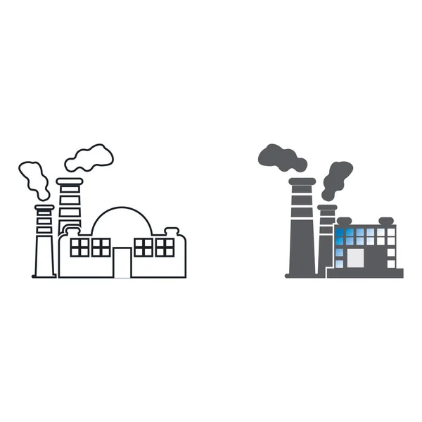 Factory Building Icons Vector — Vetor de Stock