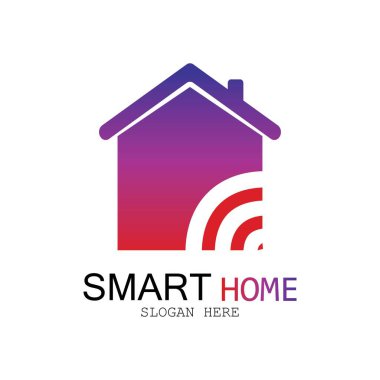 Wifi Evi Vektörü Logo.Smart Şehir Teknoloji Simgesi Vektörü. Şehir Ağı Logo Kavram Vektörü