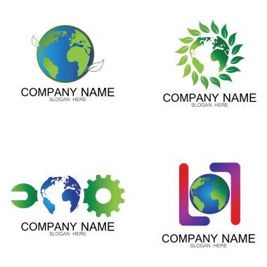 Dünya logosu vektör simgesi dizayn etti