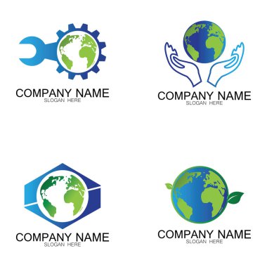 Dünya logosu vektör simgesi dizayn etti