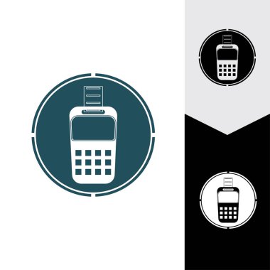 Kredi kartı makinesi. Para için ATM. Ödeme terminali illüstrasyonu