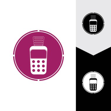 Kredi kartı makinesi. Para için ATM. Ödeme terminali illüstrasyonu