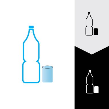 Plastik şişe ve cam vektör simgesi