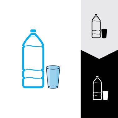 Plastik şişe ve cam vektör simgesi