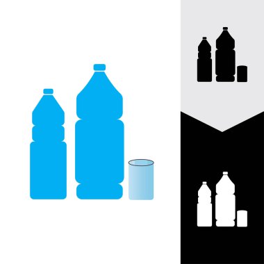 Plastik şişe ve cam vektör simgesi