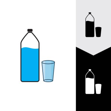 Plastik şişe ve cam vektör simgesi