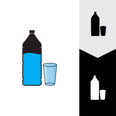 Plastik şişe ve cam vektör simgesi