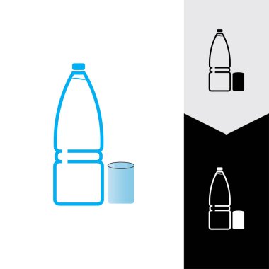 Plastik şişe ve cam vektör simgesi